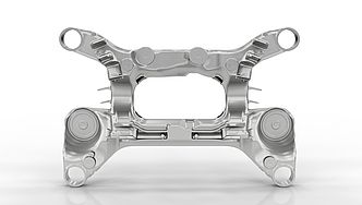 Hinterachsaufhängung Hinterachsaufhängung aus Aluminium-Druckguss. Große Strukturbauteile schnell bearbeiten mit der WV 8000.